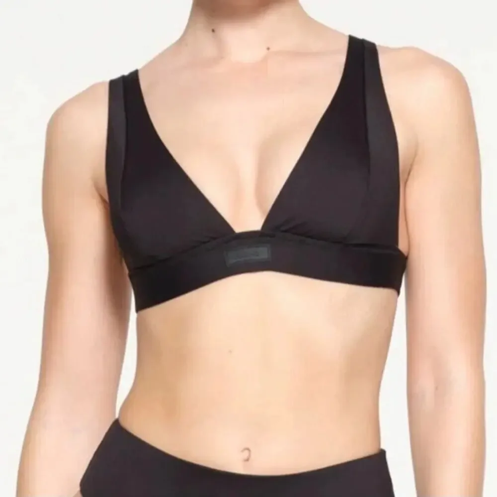 SKIMS Signature Swim Plunge Bikini Top Beach Swimwear Onyx Black NWT XL